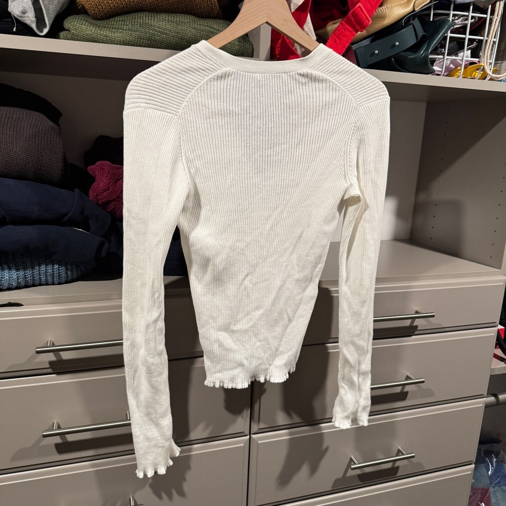 Vince White Ribbed Button-Up Top - Picture 3 of 3